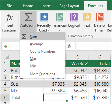En rask og enkel måte å legge til verdier i Excel er å bruke   Autosummer